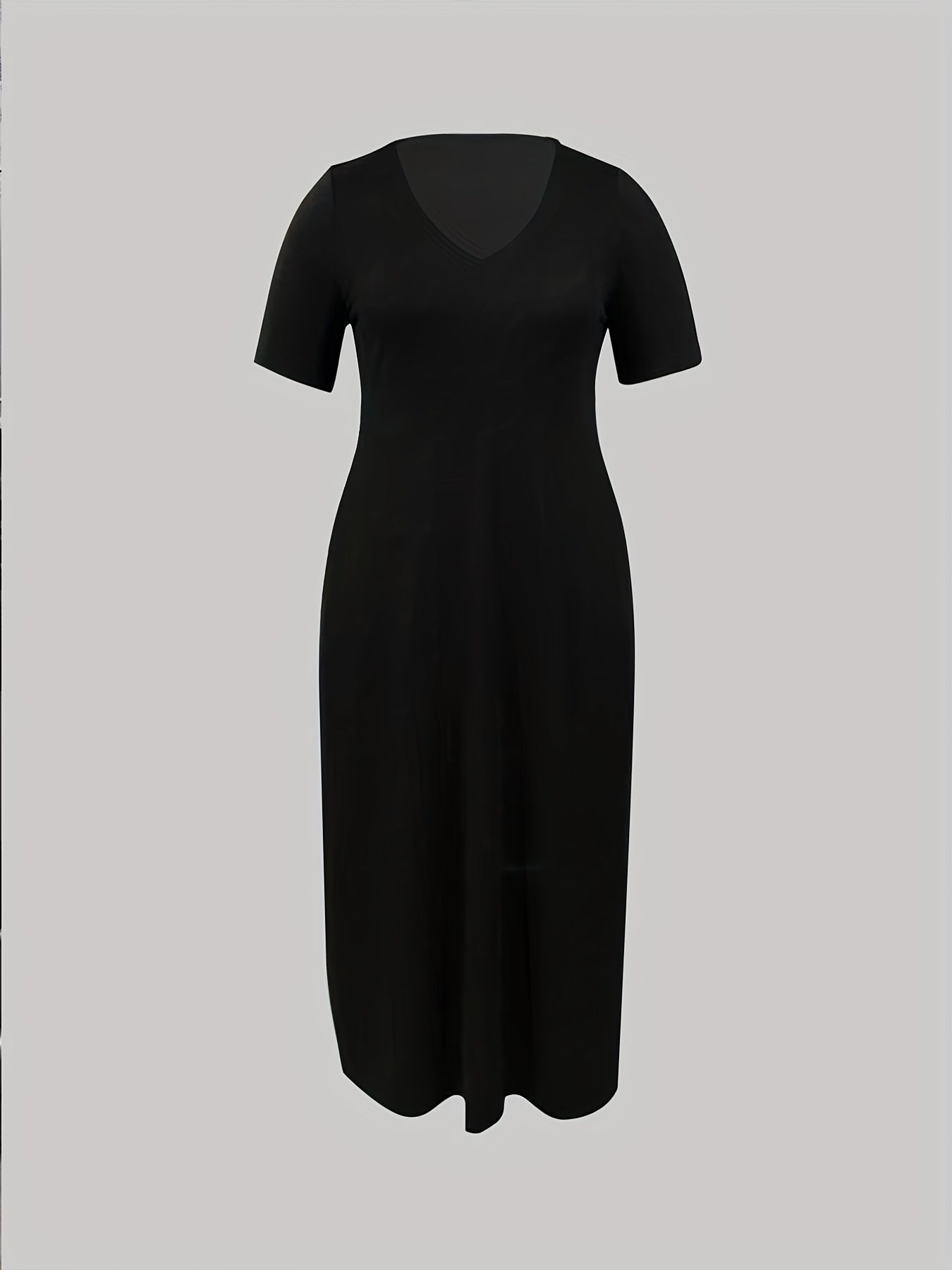  Women's Solid Short Sleeve V Neck Maxi Summer Dress