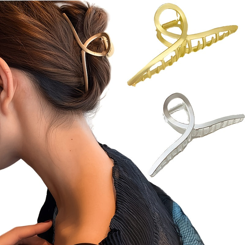Golden Silver Metal Hair Clips For Women Big Hair Clips Nonslip Metal Hair Claw