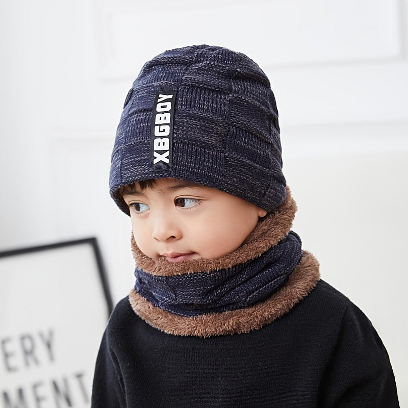 Men's Winter Plush Knitted Beanie Set