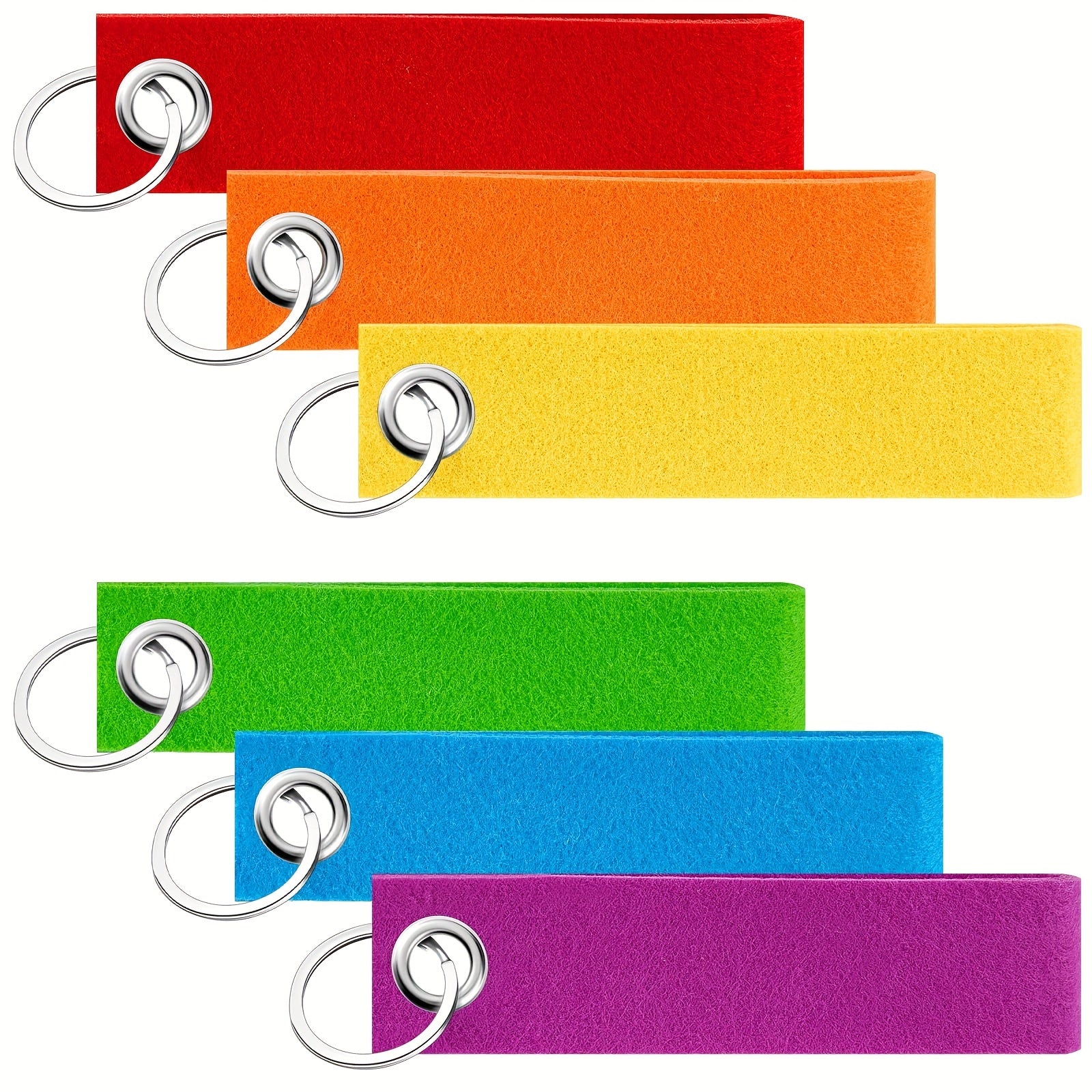 30pcs DIY Rainbow Felt Keychains Blank & Plush Keychains 6 Colors