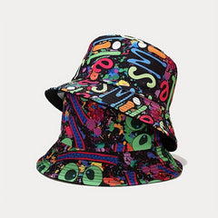 Coke Print Reversible Bucket Hat Lightweight Sunscreen Casual Fisherman Cap