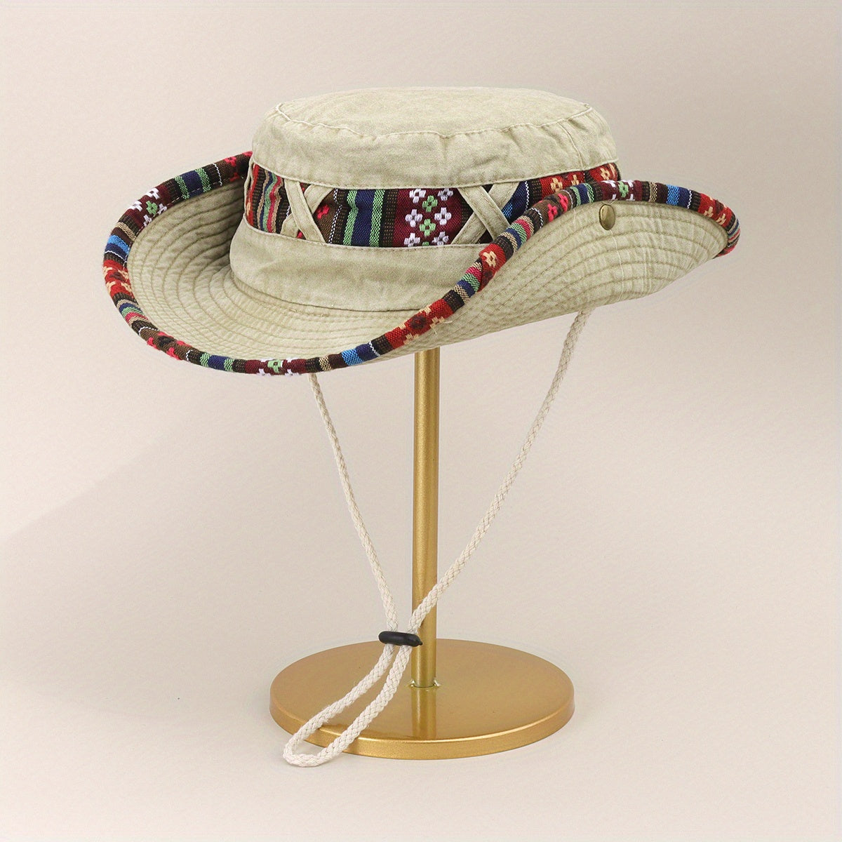 Vintage Stitching Washed Distressed Cowboy Sun Hat for Outdoor Sun Protection
