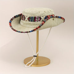 Vintage Stitching Washed Distressed Cowboy Sun Hat for Outdoor Sun Protection