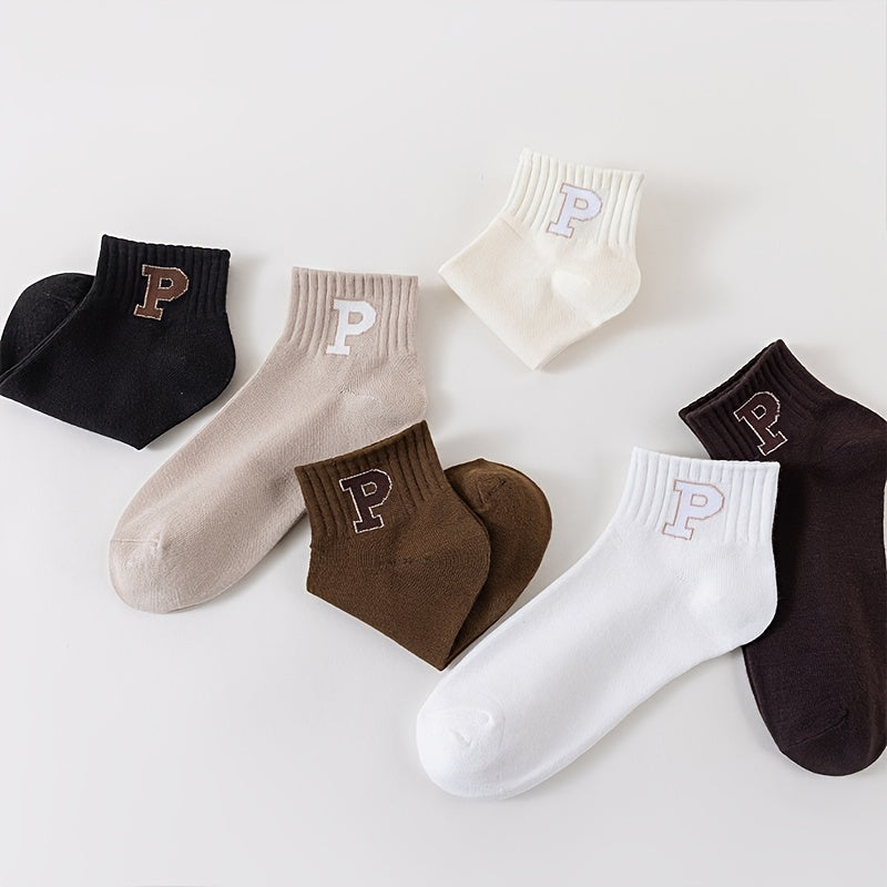 6 Pairs Letter Print Socks Women's Stockings