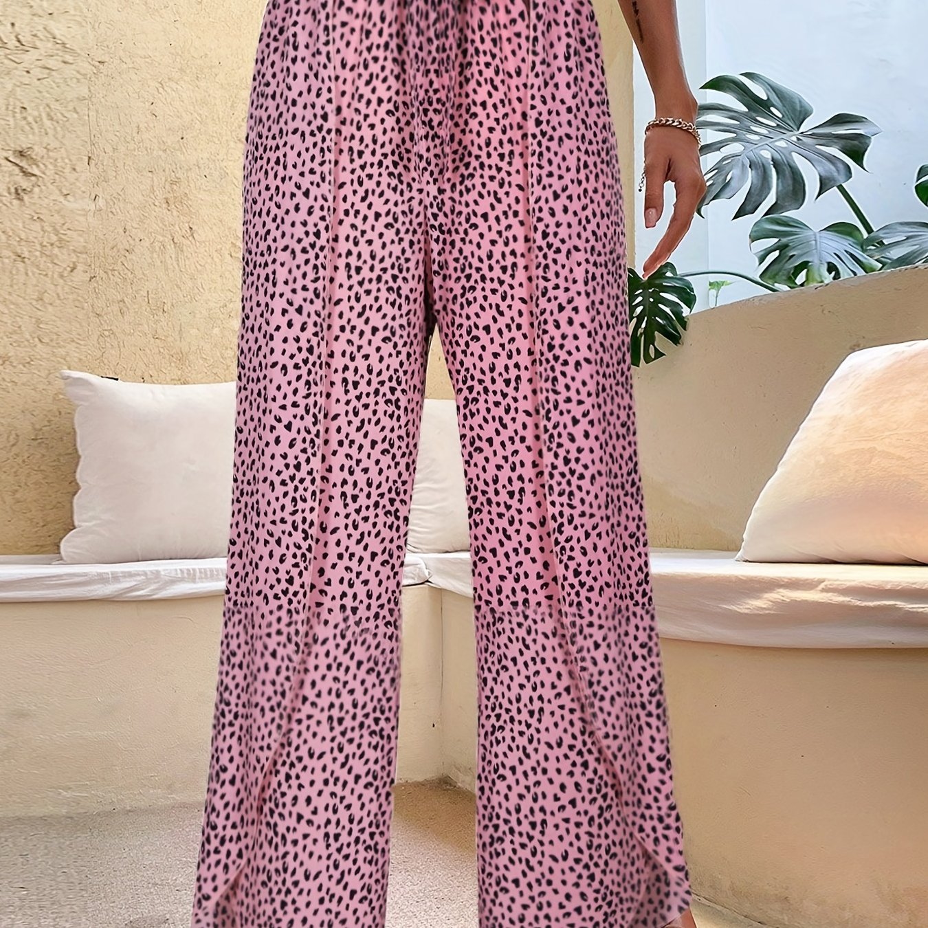  Wide Leg Knot Front Wrap Trousers