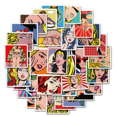 50pcs Pop Style Comic Character Stickers - Phone Cup Computer Decor
