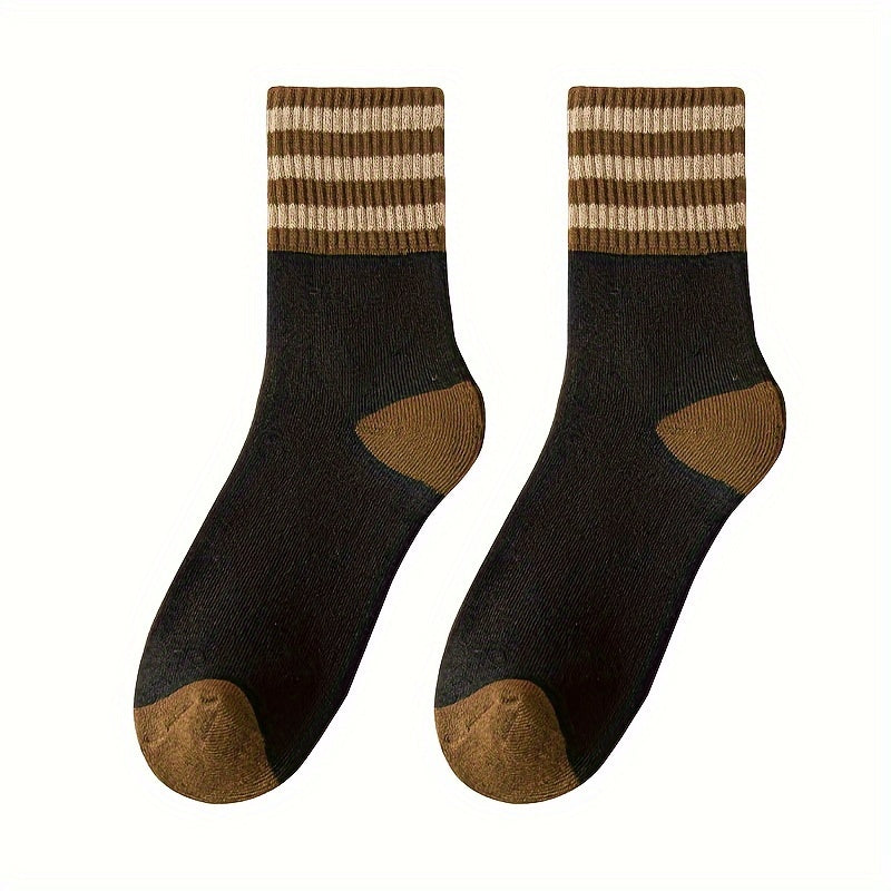 10 Pairs Striped Colorblock Socks Cozy Mid Tube Women's Stockings