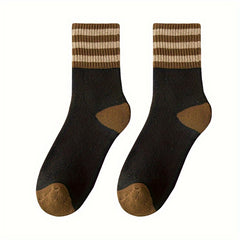 10 Pairs Striped Colorblock Socks Cozy Mid Tube Women's Stockings
