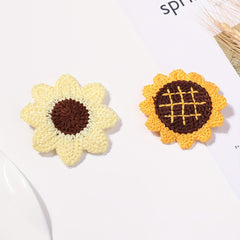 2pcs Baby Girls Sunflower Snap Clip Knitted Hair Clip for Toddlers
