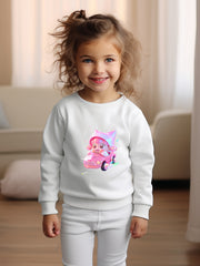 Girls Cartoon Character Print Pullover Sweatshirt for Fall Winter