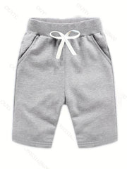 2pc Boys Solid Drawstring Shorts Quick-drying for Summer