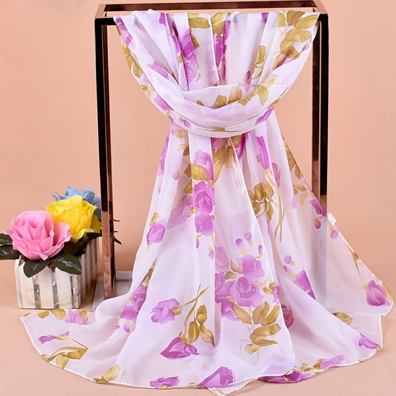 Chiffon Printed Silk Scarf Neckerchief Head Wrap Beach Women Shawl