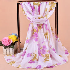 Chiffon Printed Silk Scarf Neckerchief Head Wrap Beach Women Shawl