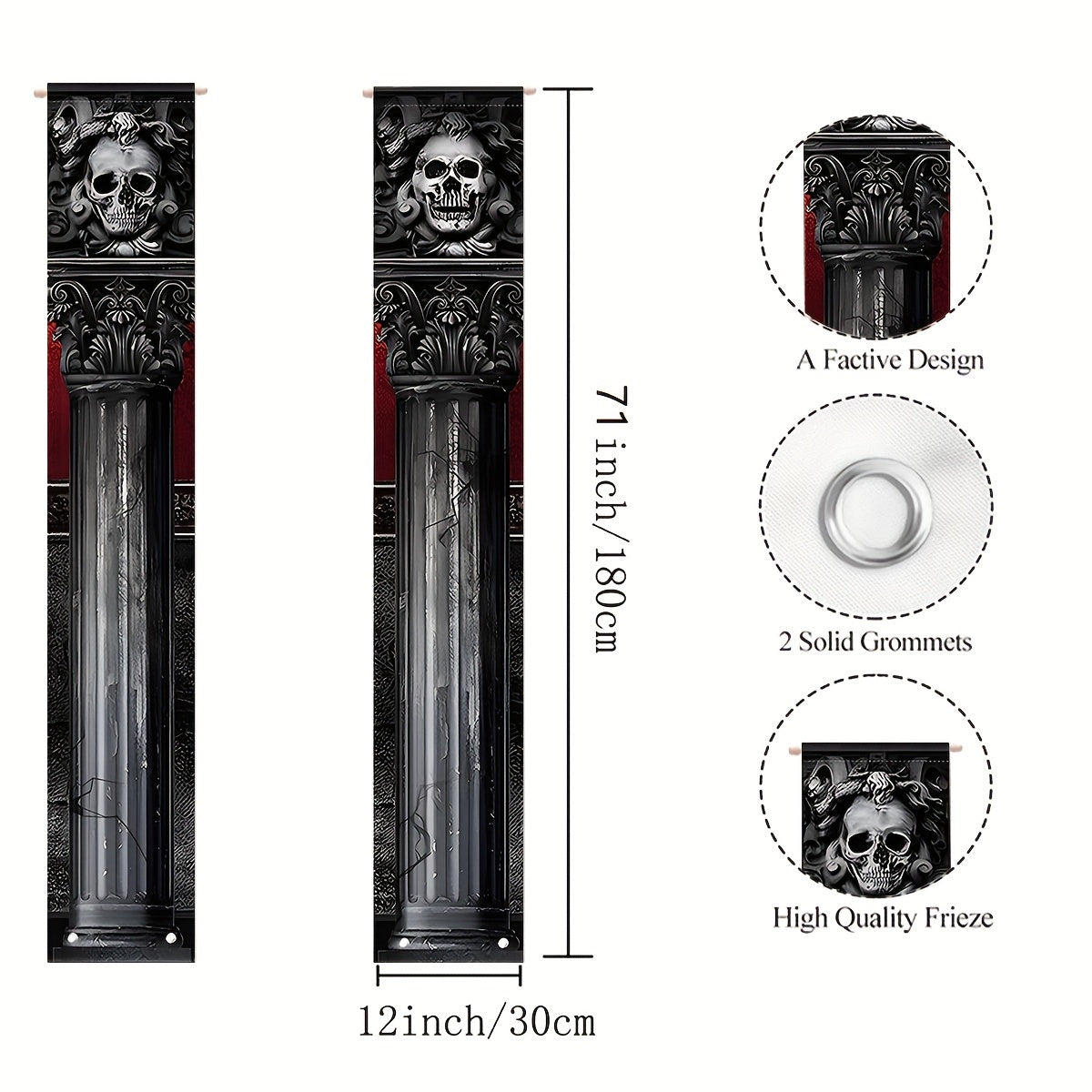 Halloween Gothic Mansion Banners Skull Hanging Banners