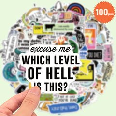 100 Pack Sarcastic Humorous Graffiti Decals Laptop Motorcycle Guitar Stickers