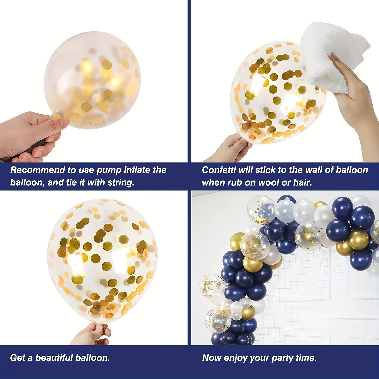 Navy & Golden Balloon Garland Birthday Decorations Set