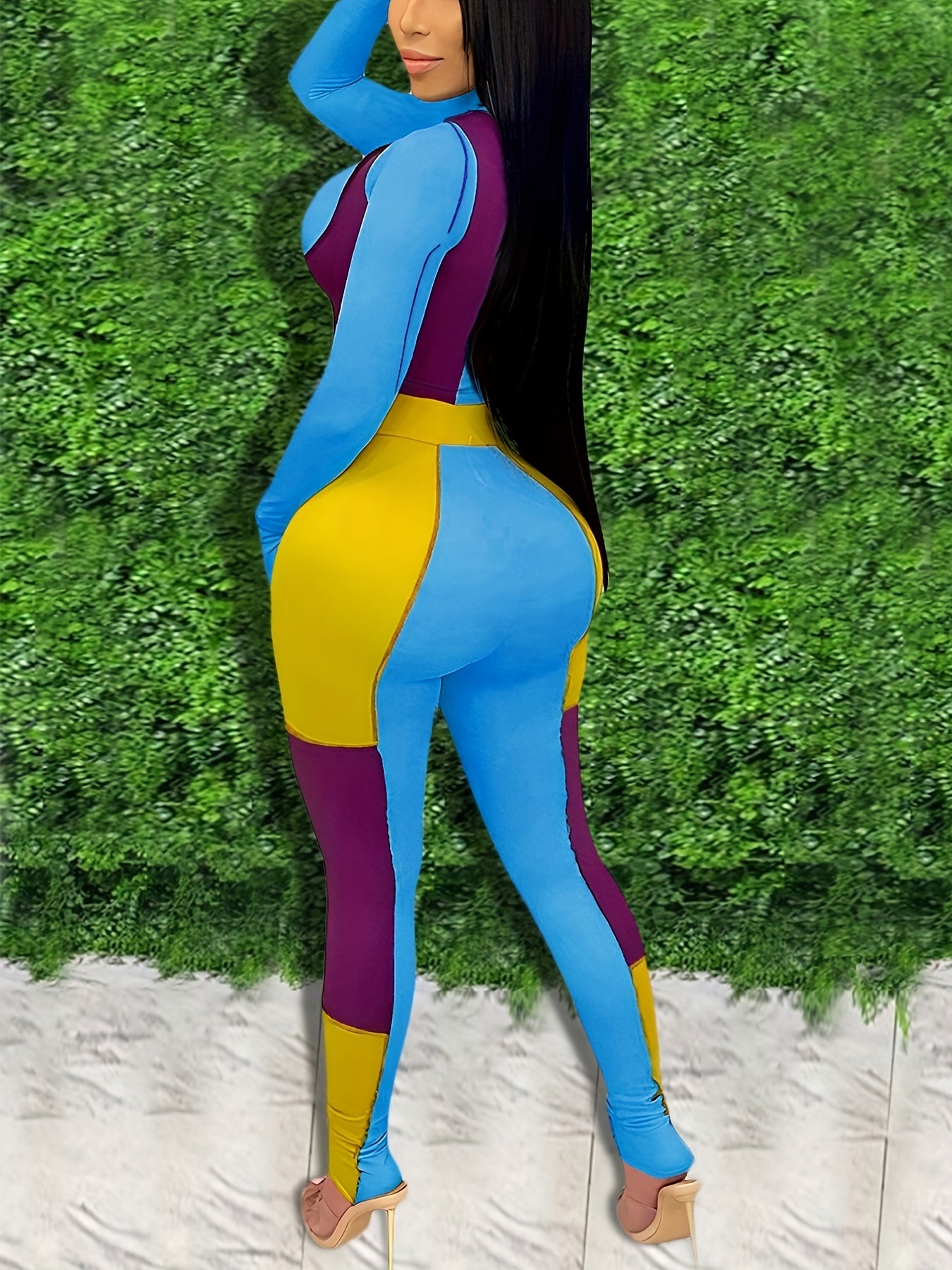  Colorblock Crop Top & Leggings Set
