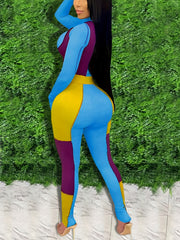  Colorblock Crop Top & Leggings Set