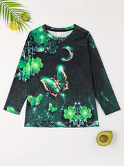 Sequin Butterfly Night Effect Print T shirt Girls' 3D Print Tees For Party