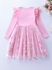 Girls Mermaid Embroidered Long Sleeve Mesh Princess Outfit