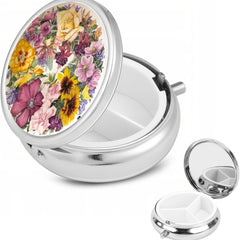 Customizable 3 Compartment Pill Organizer Metal Travel Medicine Case