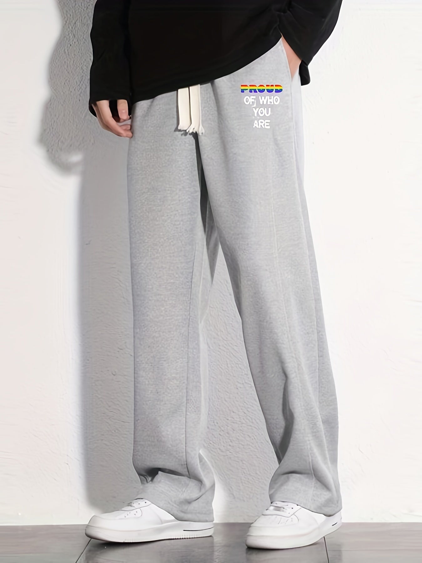 Pride Month Letter Print Joggers Men's Casual Loose Fit Pants
