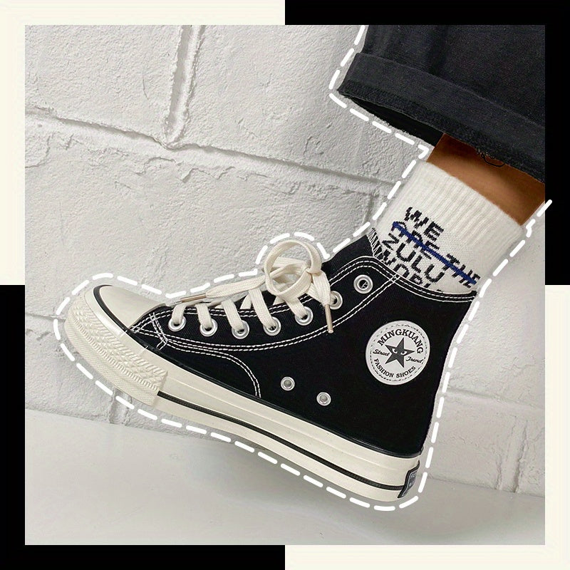 Women's High Top Canvas Sneakers Casual Lace Up Flat Skate Shoes