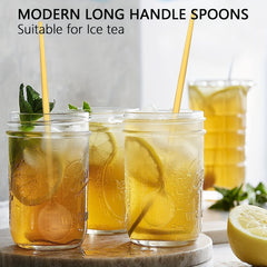 6pcs Stainless Steel Ice Tea Spoons Long Handle Golden Mirror Finish