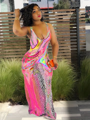 Women's Plus Print Round Neck Maxi Tank Dress