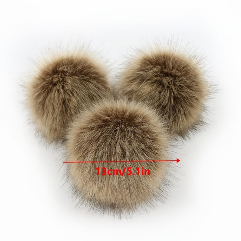 2pcs DIY Faux Fur Pom Pom with Press Button - Removable Fluffy Pompom