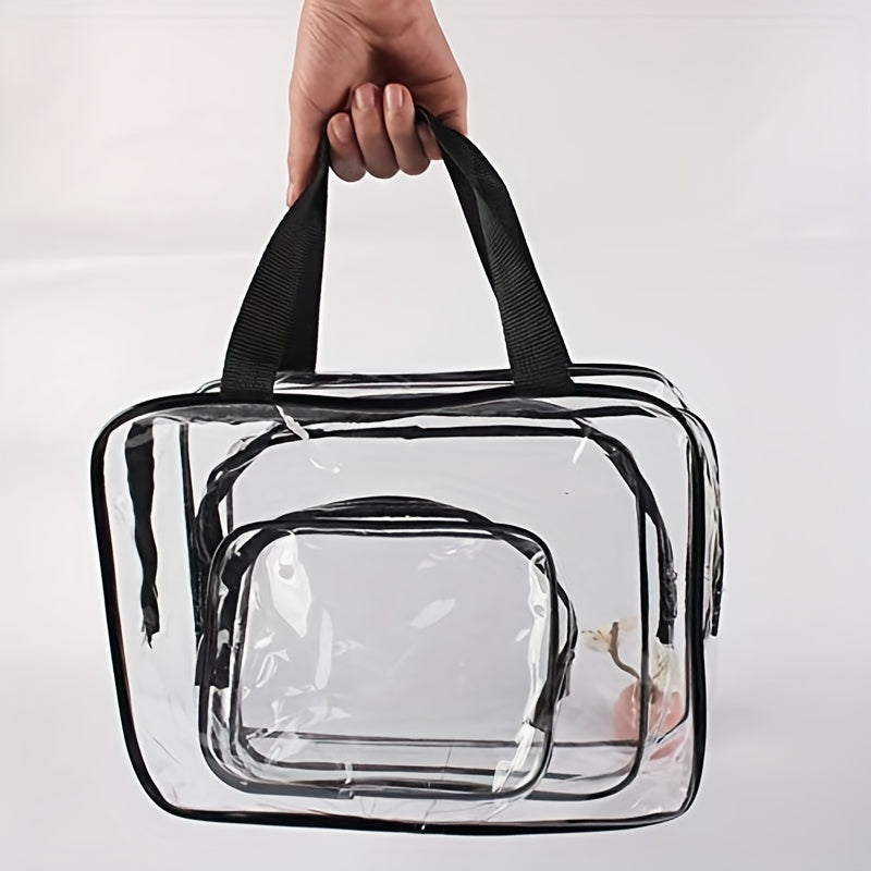 Clear Makeup Bag Waterproof Travel Toiletry Bag With Handle and Zipper
