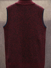 Vintage Style Stand Collar Zip Up Cardigan Vest