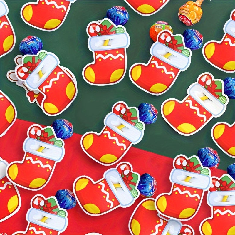 50pcs Christmas Stocking Lollipop Decorations for Family Party