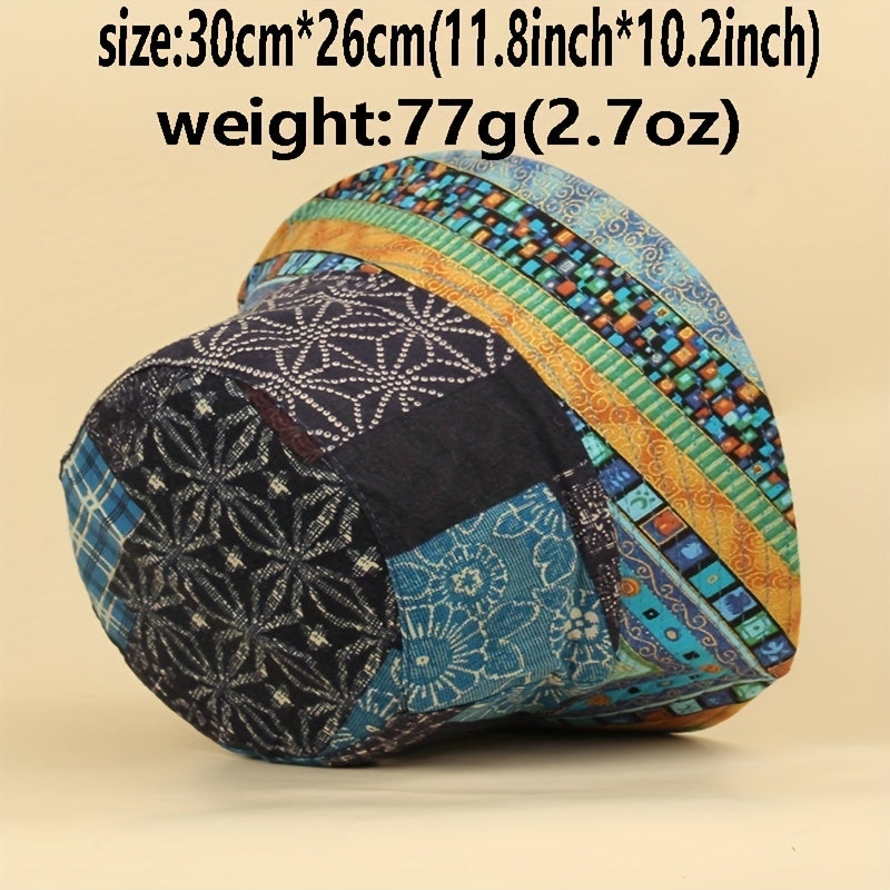 Boho Print Reversible Bucket Hat Vintage Stitching Lightweight Basin Hats