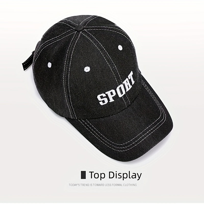 Denim Baseball Cap Solid Adjustable Leisure Cap Plain Curved Sun Visor Hat