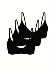 3pcs Solid Wireless Push Up Bras Women's Lingerie