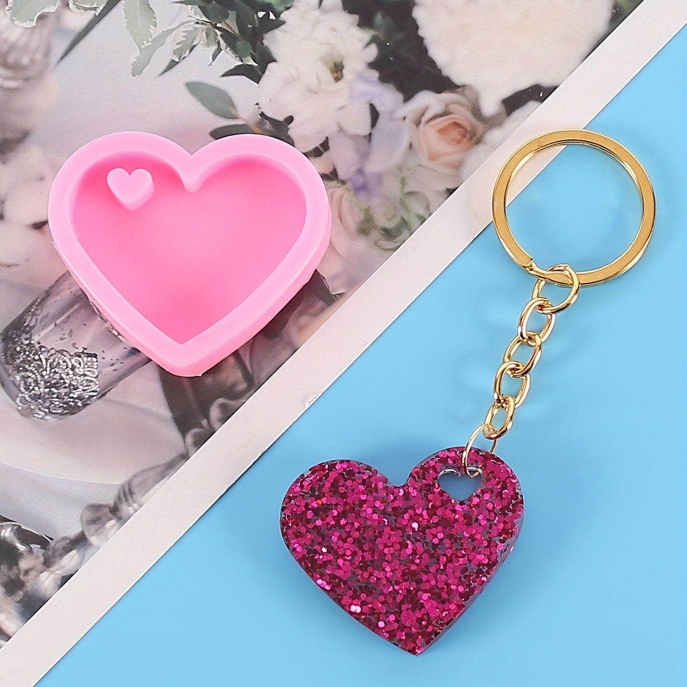 Heart Shaped Epoxy Resin Silicone Keychain Mold & Love Mold DIY Decoration