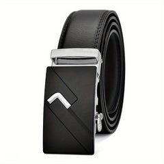 Men's Leather Belt Automatic Buckle Business Suit Waist Strap