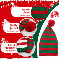 Adult Christmas Knitted Hat Elf Santa Claus Crochet Hat
