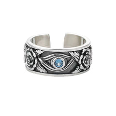 Vintage Silvery Eyes Open Ring for Men