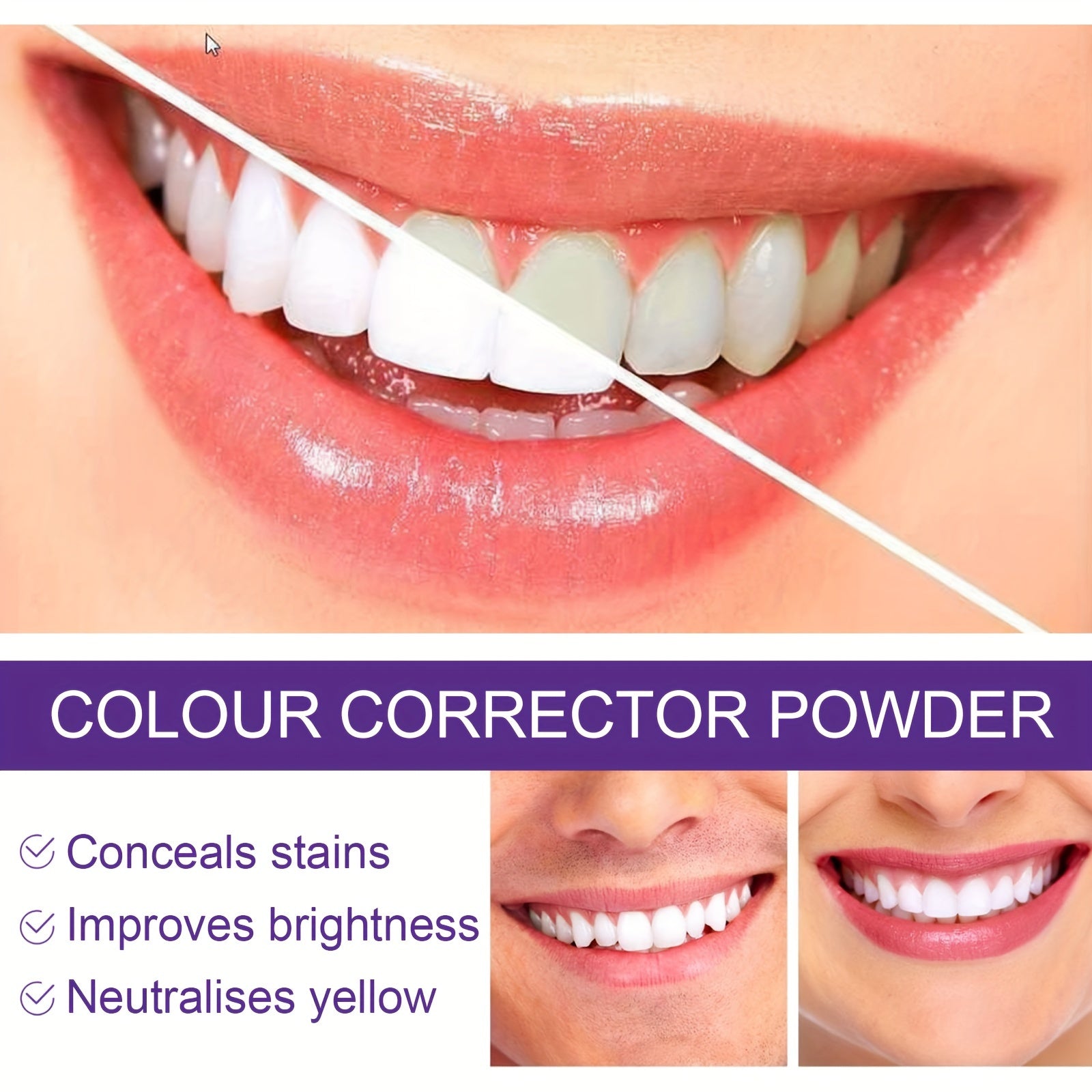 Purple Tooth Whitening Powder for Brighter Smiles