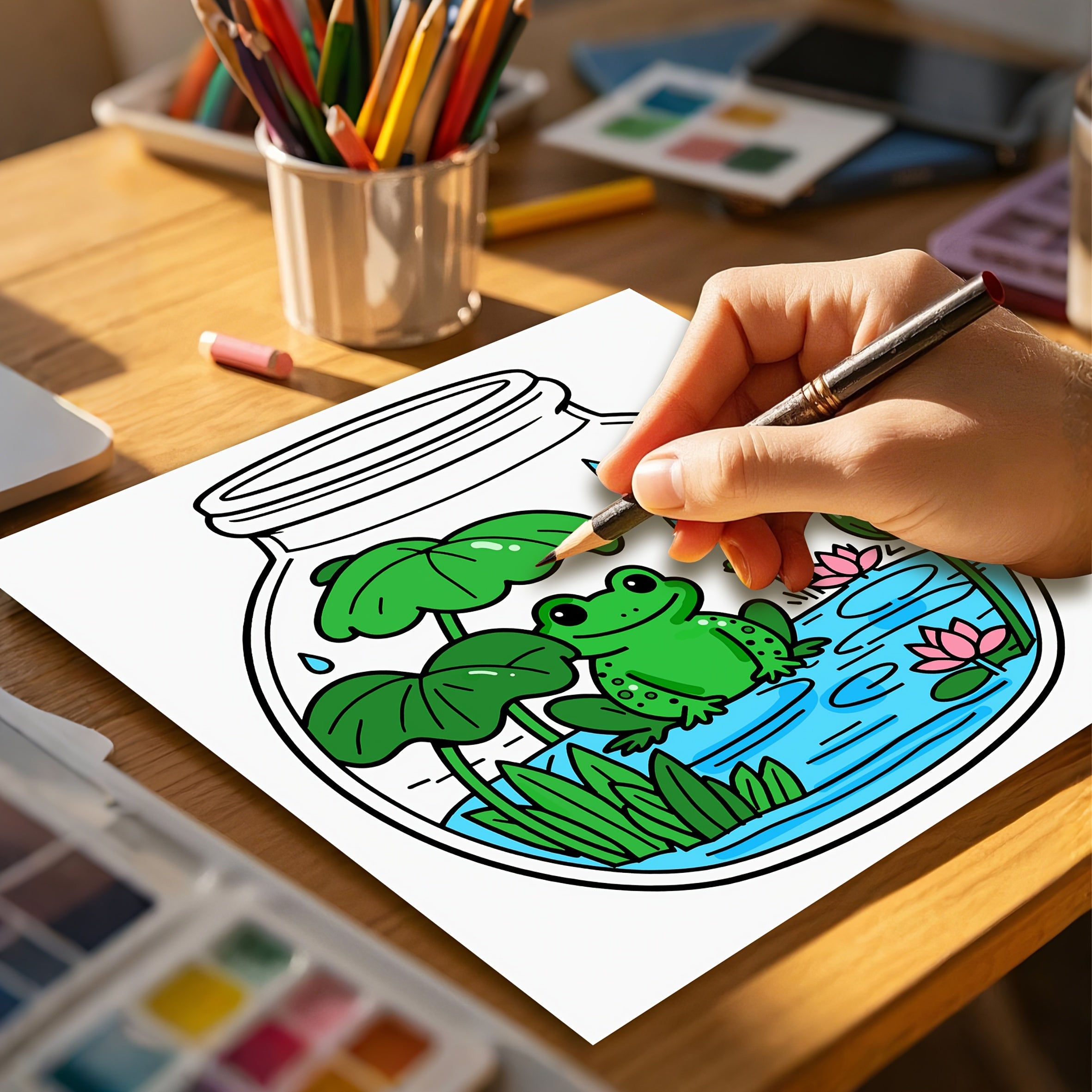 Sea Creatures & Flowers Coloring Book
