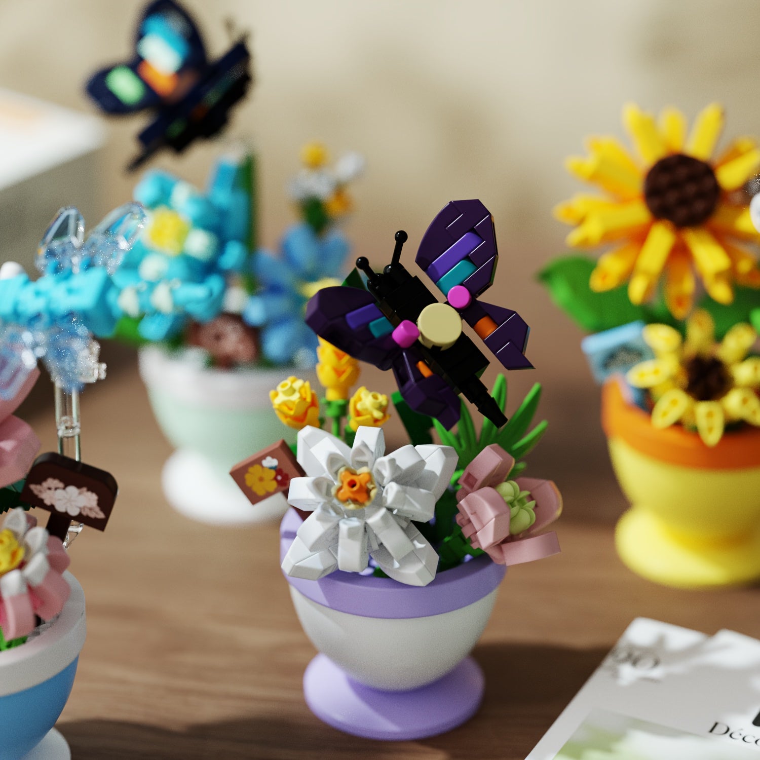 Colorful Mini Building Block Insect & Flower Figurines