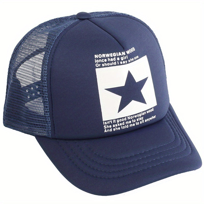 Pentagram Print Mesh Trucker Hat Unisex Breathable Baseball Cap