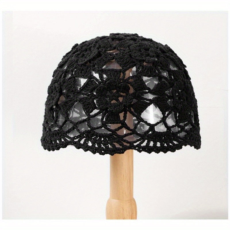 Soft Crochet Hollow Beanie Hat For Women Knitted Slouch