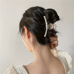 Pearl Hair Claw Plastic Hair Clip Decorative Hair Accessory For Women