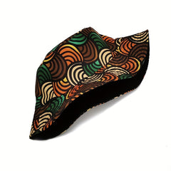 Geometric Print Bucket Hat Striped Basin Hat Sunscreen Fisherman Cap