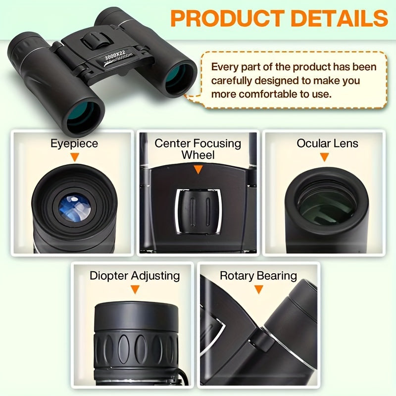 Portable HD Binoculars For Travel Camping Hiking Bird Watching