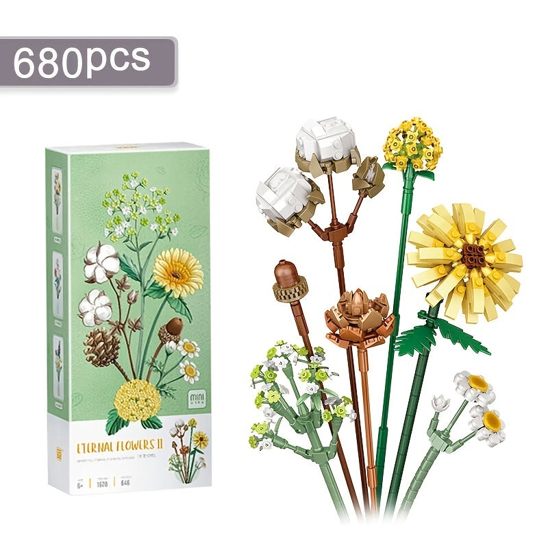 Mini Building Blocks Bouquet Set DIY Creative Building Blocks Plant Collection