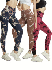 3pcs Tie Dye Yoga Pants High Stretch Leggings Women's Activewear